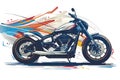 Poster of epic Motorbike in minimalist abstract multicolour illustration. vector art style