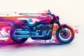 Poster of epic Motorbike in minimalist abstract multicolour illustration. vector art style
