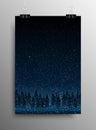 Poster. Falling Snow. Forest. Christmas Trees.