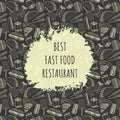 Poster for fast food restaurant with fastfood pattern and place for name