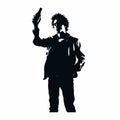Punk Art Silhouette: William Holding Beer Sticker Royalty Free Stock Photo