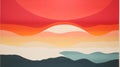 Abstract Sunset Painting With Mountain And Ocean In Color Field Minimalism Style Royalty Free Stock Photo