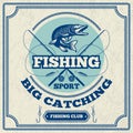 Poster for fishing club. Monochrome illustration of pike Royalty Free Stock Photo