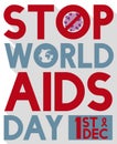 Banning HIV Virus and Globe to Celebrate World AIDS Day, Vector Illustration