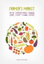 Poster, flyer or invitation templates for farmer s market, vegan food festival or fair decorated by circle made of fresh