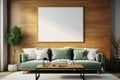 Poster frame mockup elegantly displayed in a cozy living room