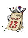 Poster of friday the thirteenth. Vector illustration. Royalty Free Stock Photo