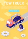 Poster with Fulltime Tow Truck Assistance Offer Royalty Free Stock Photo