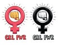 Poster `Girls power` with lettering isolated from white background