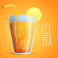 Poster with a glass of iced, vector illustration