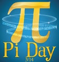 Golden Pi Symbol with its Numeric Series for Pi Day, Vector Illustration