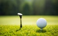 Poster with a golf ball on tee and golf club on the grass field. AI Generative Royalty Free Stock Photo