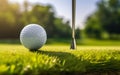 Poster with a golf ball, tee and golf club on the grass field. AI Generative Royalty Free Stock Photo