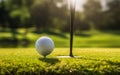 Poster with a golf ball on tee and golf club on the grass field. AI Generative Royalty Free Stock Photo