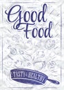 Poster good food. Ink. Royalty Free Stock Photo