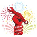 Poster happy labor day fireworks Royalty Free Stock Photo