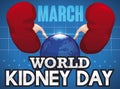 Healthy Kidneys, Globe and Greeting for World Kidney Day, Vector Illustration