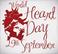 Poster with Heart Like Map to Celebrate World Heart Day, Vector Illustration