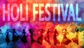 poster of Holi festival cerebration with silhouette of Indian dancer