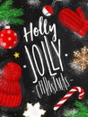 Poster holly jolly christmas chalk Royalty Free Stock Photo
