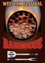 Poster with hot coals for barbecue