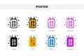 Poster icons in different style. Poster icons set. Holiday symbol. Different style icons set. Vector illustration