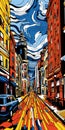 Pop Art Illustration Of Baltimore: A Vibrant Cityscape In Roy Lichtenstein\'s Style