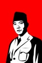 Poster illustration of Indonesian national heroes with a red background