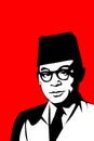 Poster illustration of Indonesian national heroes with a red background