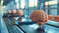 A poster with an image of a brain exercising on a treadmill highlighting the benefits of physical activity for cognitive Royalty Free Stock Photo