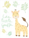 Poster with the image of a cute little giraffe Royalty Free Stock Photo
