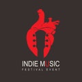 Poster for indie music festival with a human heart