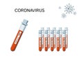 Poster infection and test coronavirus bacteria virus Test tube with blood Medical theme analysis check coronavirus test 2019-ncov