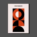 Poster inspired postmodern of vector abstract dynamic symbols with bold geometric shapes,