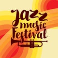 Poster for jazz festival live music with trumpet Royalty Free Stock Photo