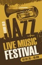 poster for jazz festival of live music with wind instrument trumpet Royalty Free Stock Photo