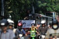 A poster of Joko Widodo-Kalla in front of a steam train Royalty Free Stock Photo