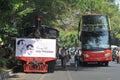 A poster of Joko Widodo-Kalla in front of a steam train Royalty Free Stock Photo