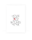 House with love becomes home, vector. Scandinavian minimalist poster design. Wording design, lettering. Beautiful home quotes