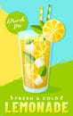 Poster with lemonade and colorful background. Vector