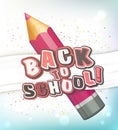 Poster with lettering Back to school. Realistic pencil, colorful letters