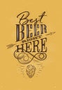 Poster lettering best beer right here mustard Royalty Free Stock Photo