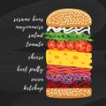 Poster lettering Burger. Hand drawn typography poster. Inspirational typography. Create your own burger