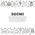Poster with lettering and doodle outline finland icons.
