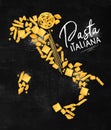 Pasta italiana map poster chalk