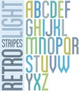 Poster light striped font, uppercase letters on white