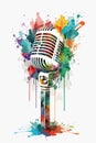 Poster for a live music concert with a bright abstract microphone Vector illustration