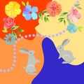 Spring love flowers kisses rabbits