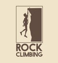 Poster logo silhouette man hanging on the cliff rock climbing Royalty Free Stock Photo