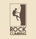 Poster logo silhouette man mountain descent with harness rock climbing Royalty Free Stock Photo